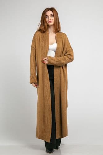 Кардиган макси с разрезами ONE SIZE (кэмел)