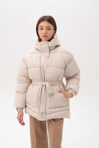 Куртка зимняя с поясом MM (светлый беж)