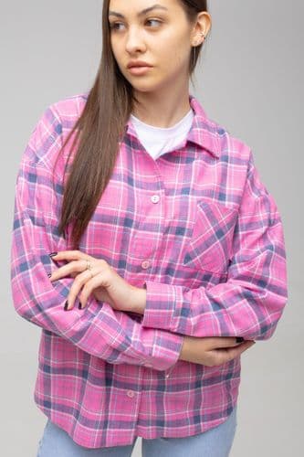 Сорочка в клітинку (рожевий+синій)
