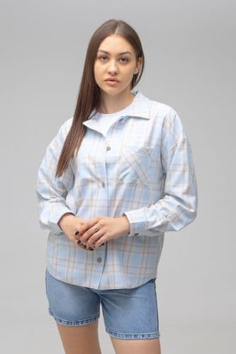 Сорочка в клітинку (блакитний+беж)