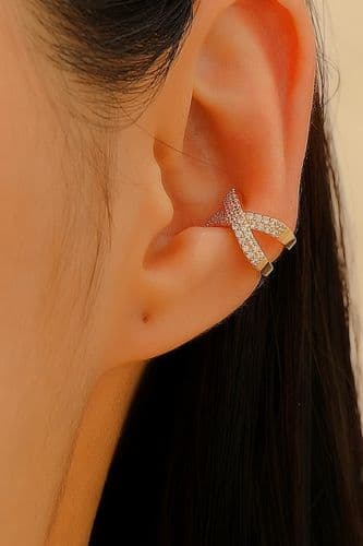 Сережка кафа перехрест цирконій (золото)