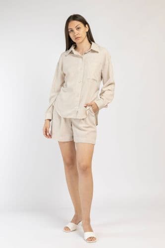 Костюм рубашка+шорты лён (беж)