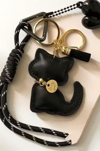 Брелок сердце кот (черный)