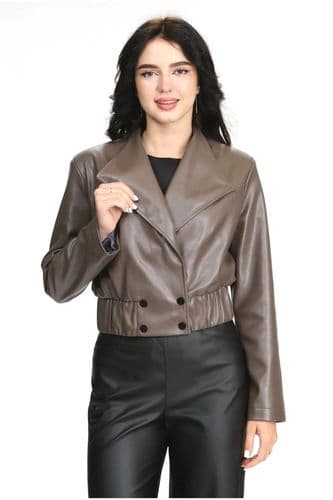 Куртка вкорочена з еко-шкіри ONE SIZE 42-46 (коричневий)
