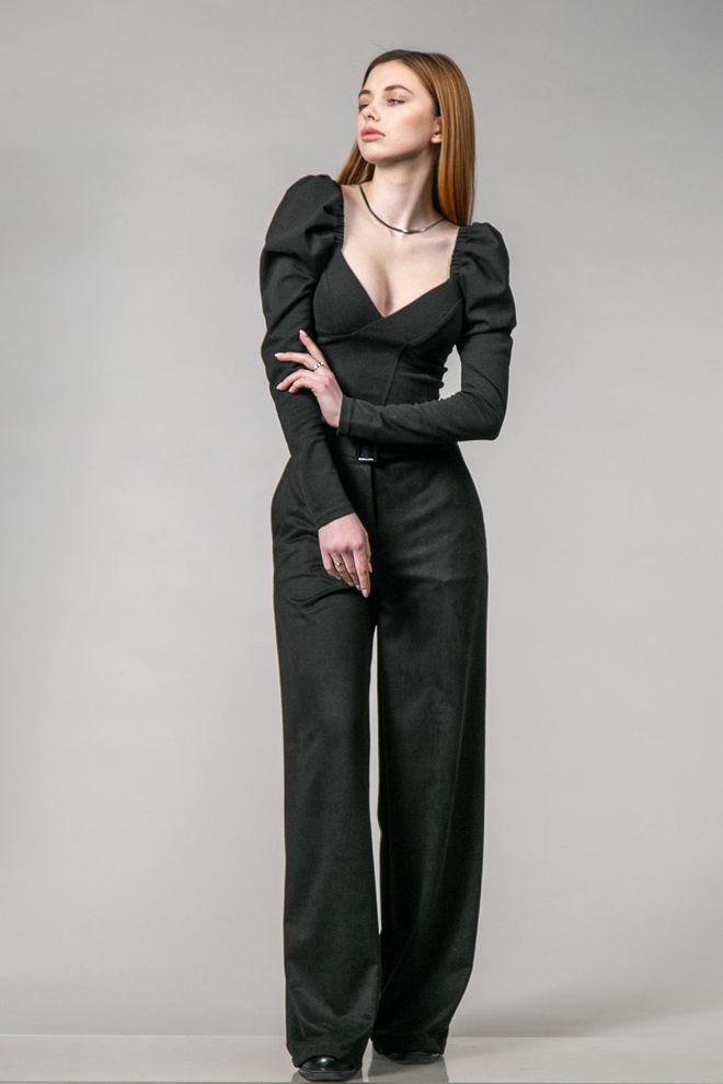 Блуза-корсет с длинным рукавом (черный)
