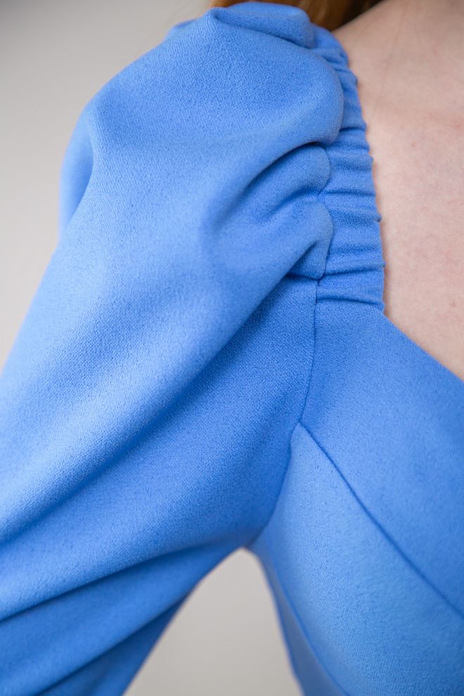 Блуза-корсет с длинным рукавом (голубой)