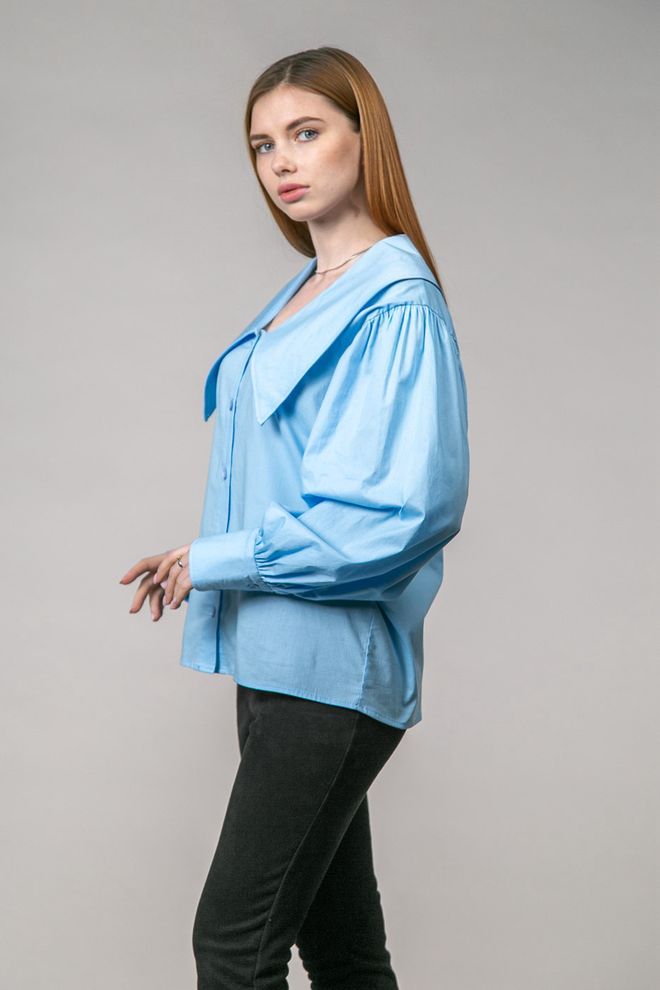 Рубашка с большим воротником (голубой)