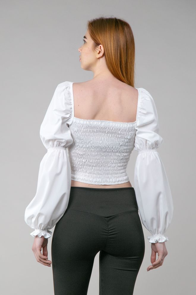 Блуза с завязками на груди (белый)