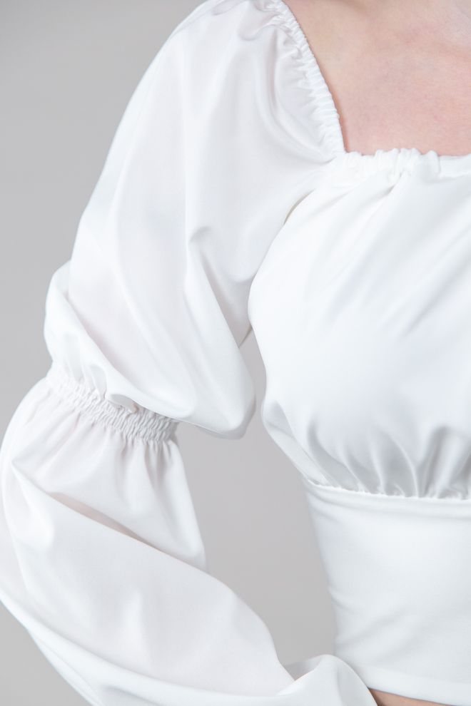 Блуза с завязками на груди (белый)