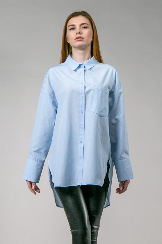 Рубашка оверсайз с удлиненной спиной (голубой)