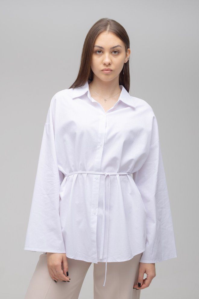 Сорочка оверсайз з затяжкою ONE SIZE (білий)