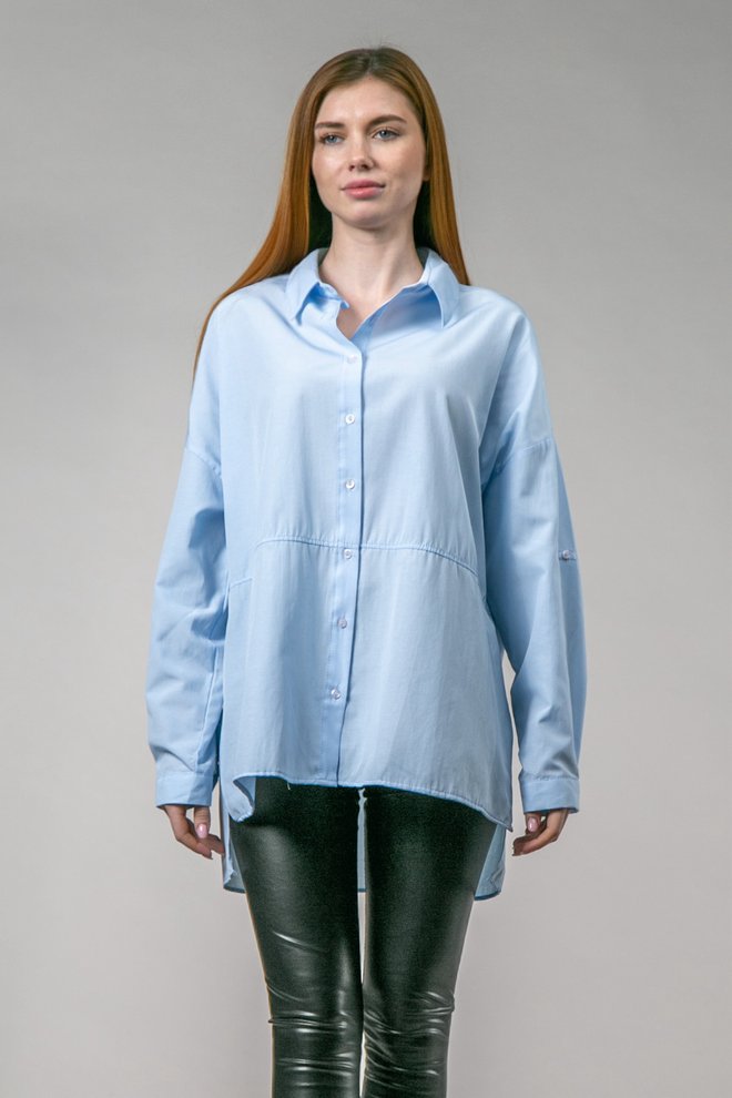 Рубашка оверсайз с разрезами (голубой)