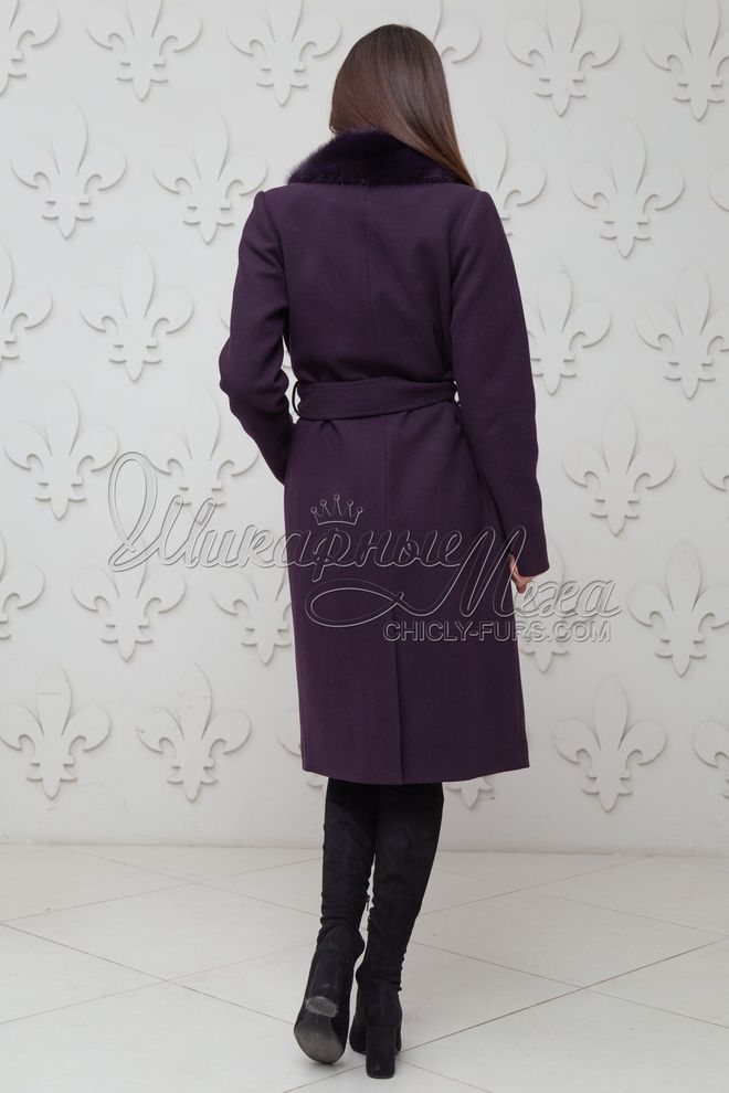 Пальто из кашемира с отделкой норкой Вивиана (фиолетовый)