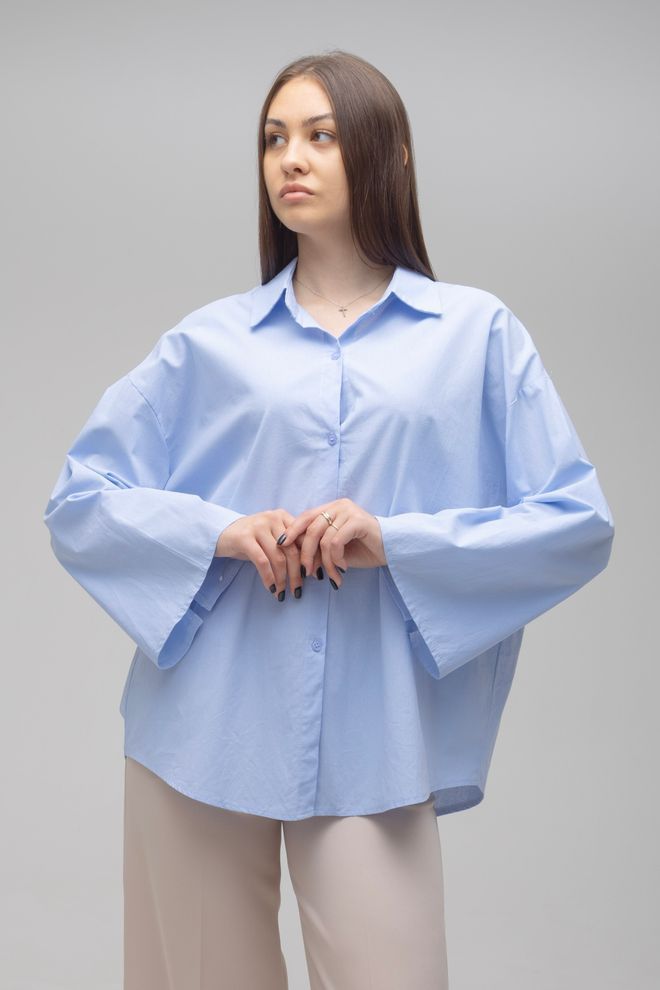 Рубашка оверсайз с завязками ONE SIZE (голубой)