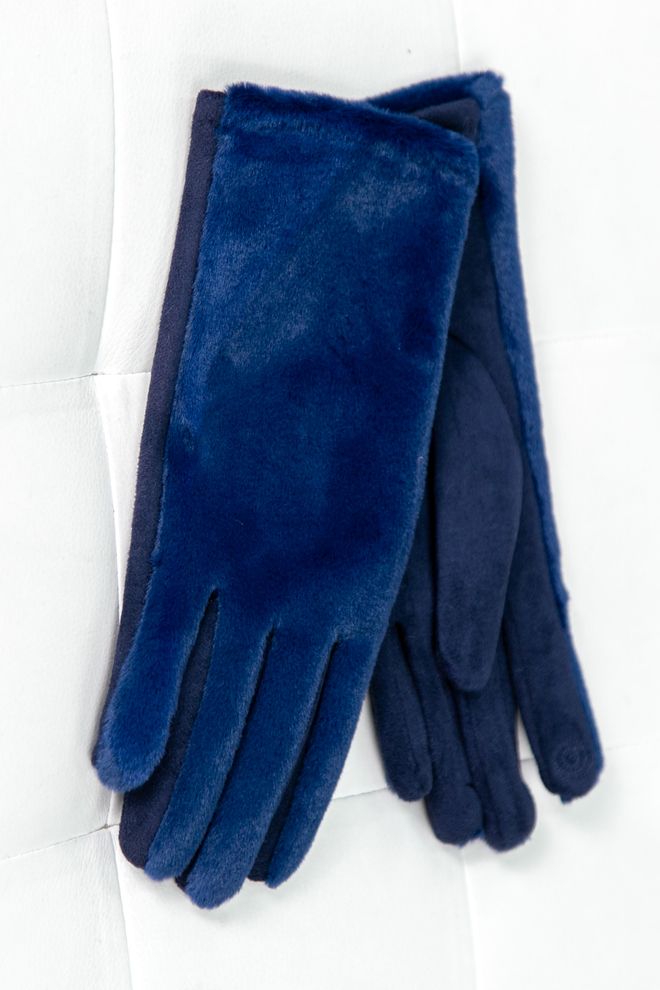 Перчатки з еко-хутром 20 (синій)