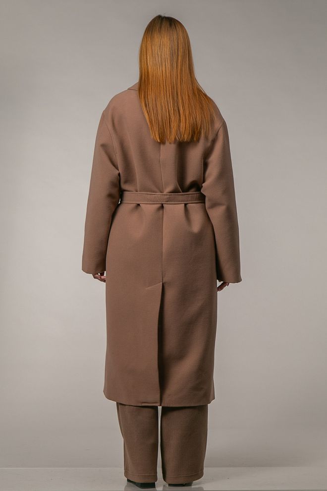 Кашемировое пальто-кимоно зимнее коричневого цвета