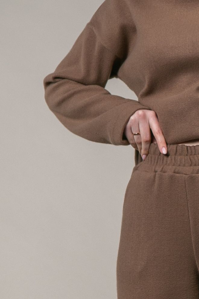 Костюм джемпер+брюки палаццо (коричневый)