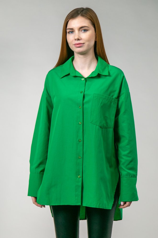 Рубашка оверсайз с удлиненной спиной (зеленый)