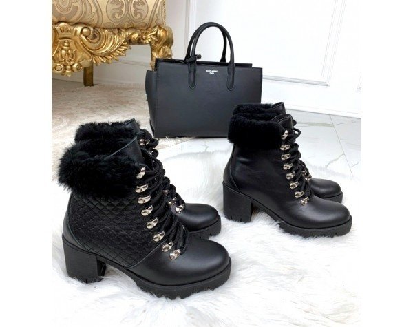Зимние ботинки Chanel на шнуровке 31808