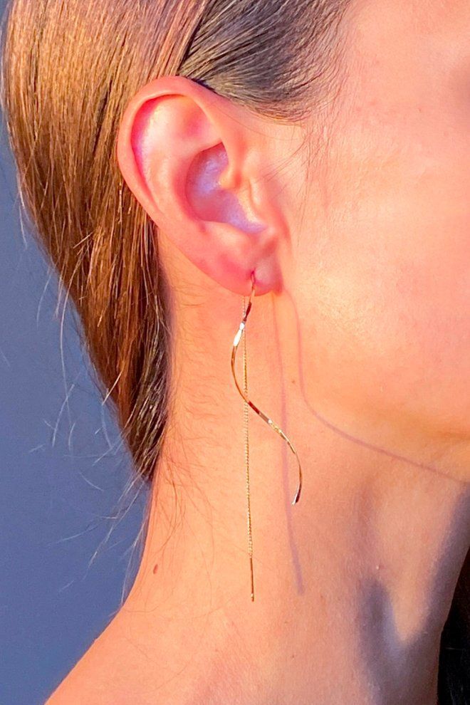 Серьги длинные спираль (золото)