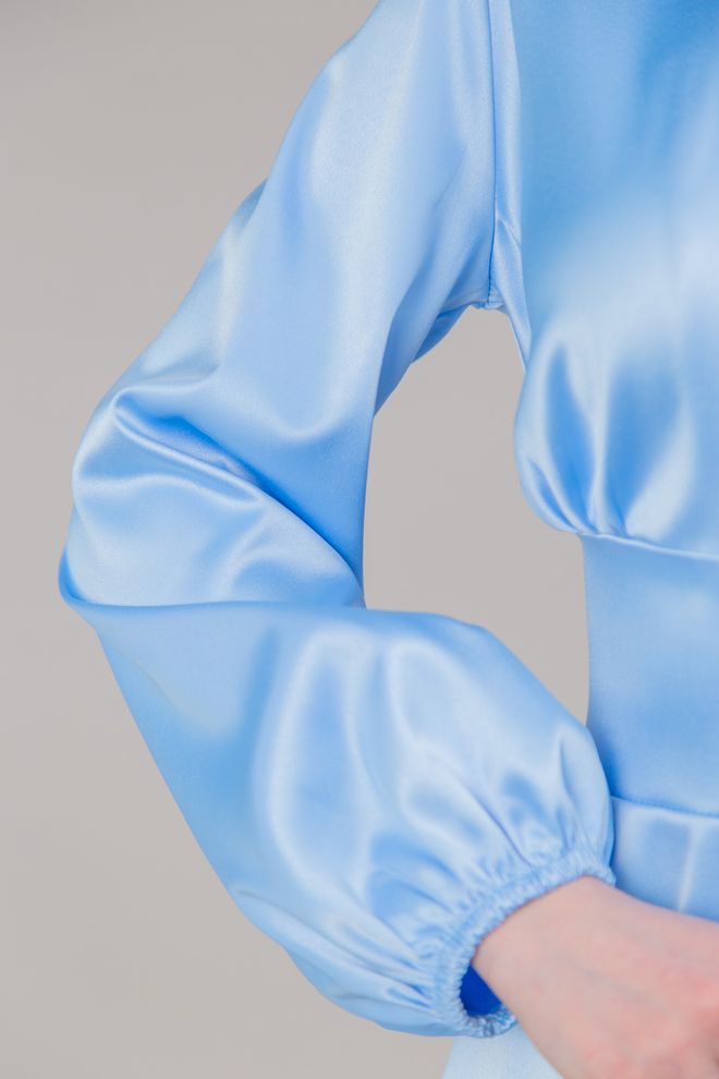 Плаття з гудзиками довгий рукав (блакитний)