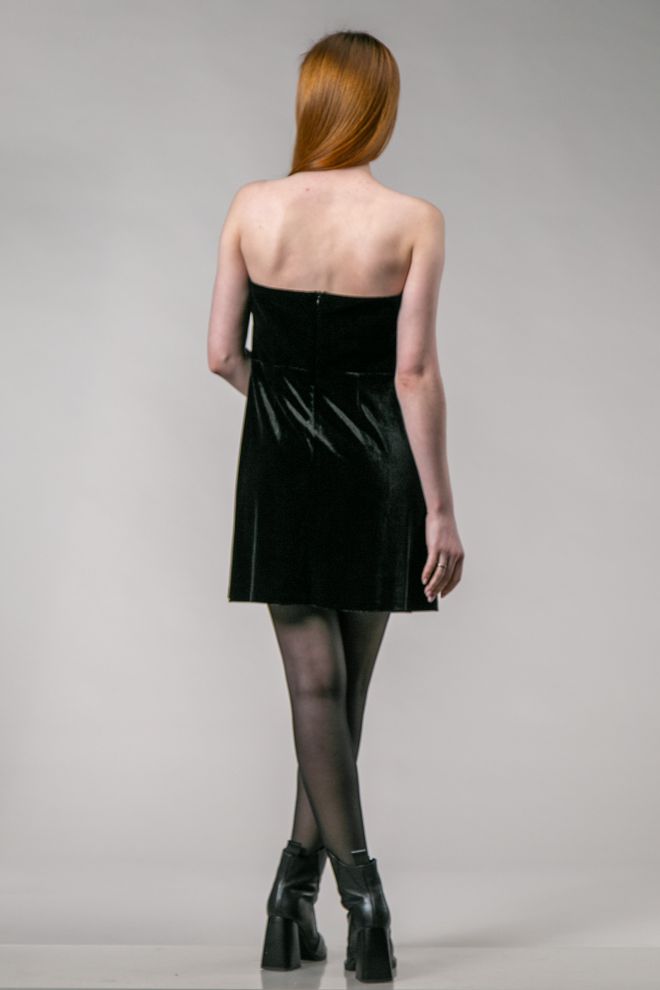 Плаття міні велюр корсетне (чорний)