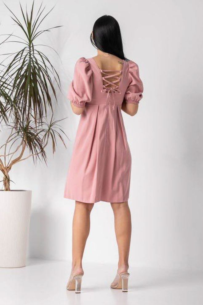 Платье с завязками на спине (розовый)