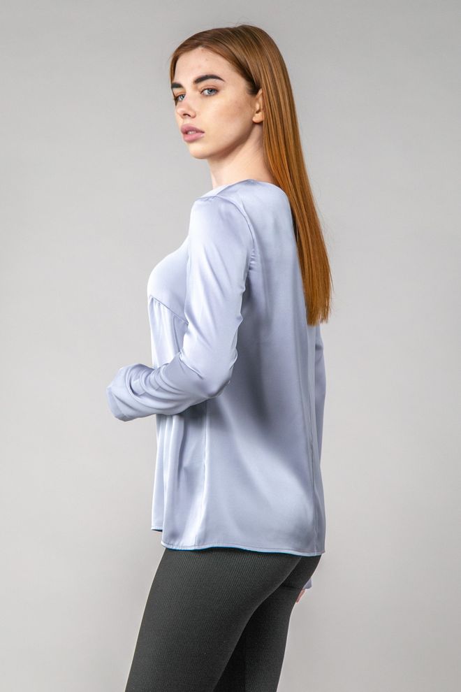 Блуза атласна з круглим вирізом (сірий)