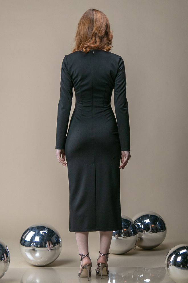 Плаття футляр з розрізом (чорний)