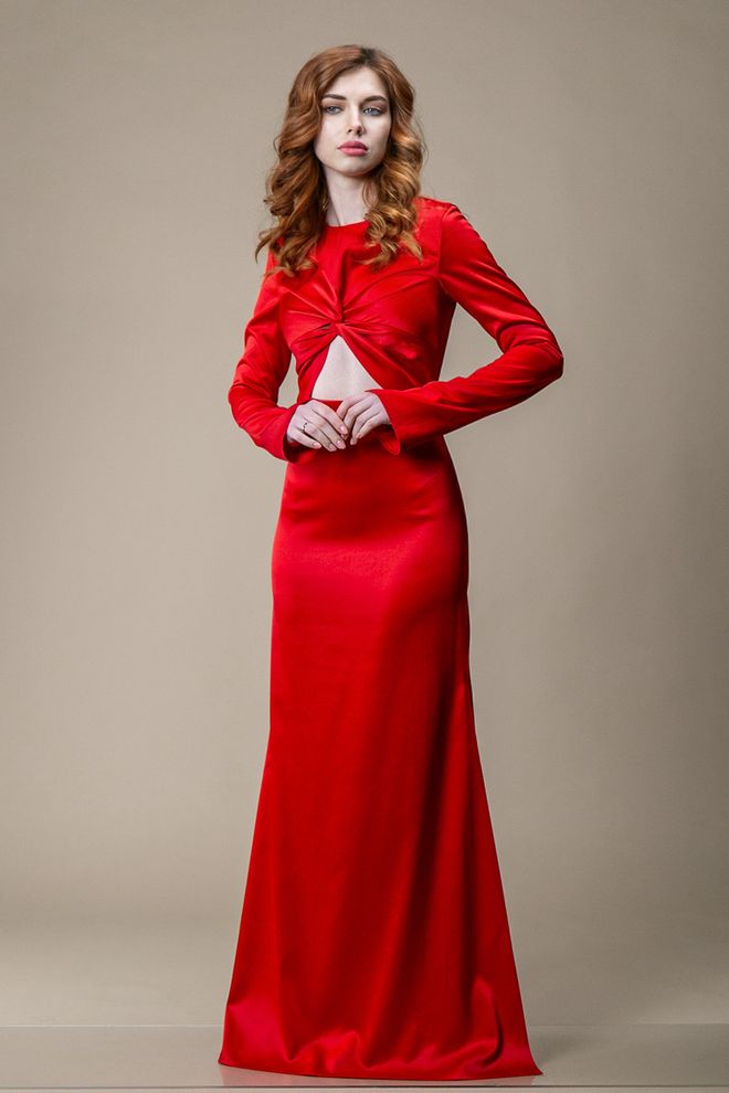 Плаття максі з вирізом (червоний)
