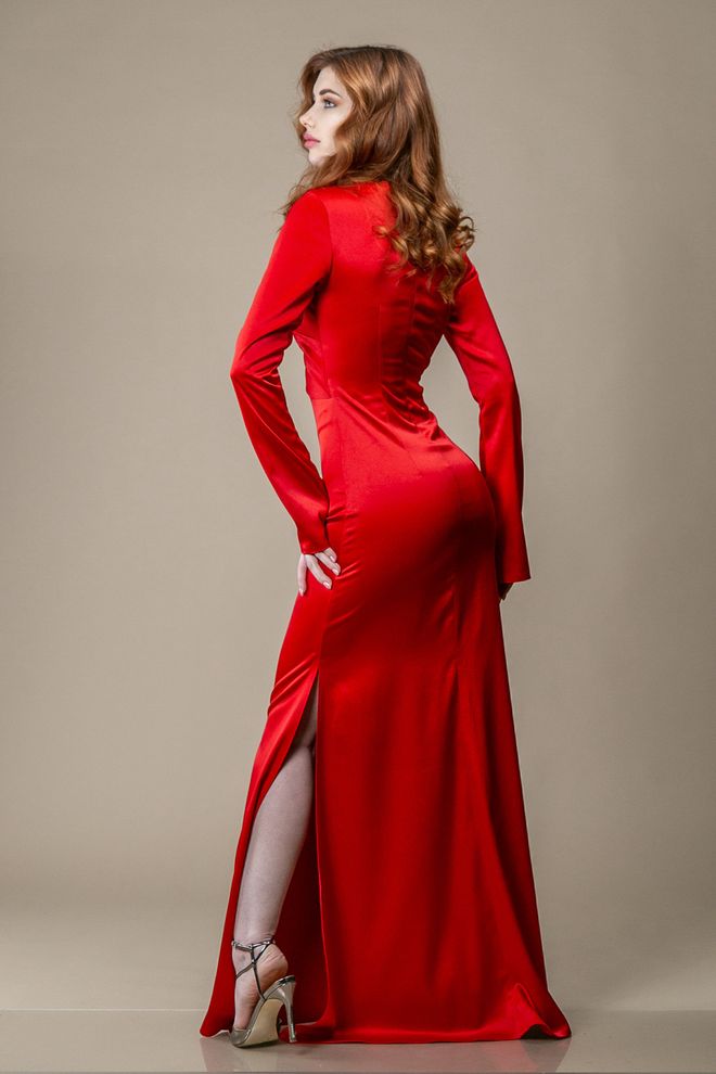 Плаття максі з вирізом (червоний)