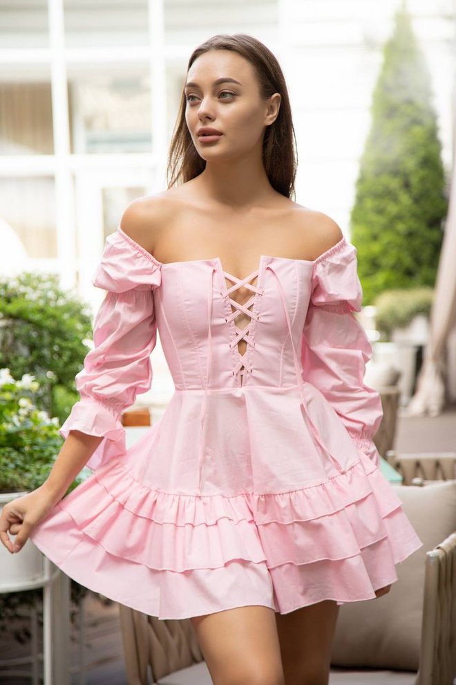 Платье с корсетным верхом (розовый)