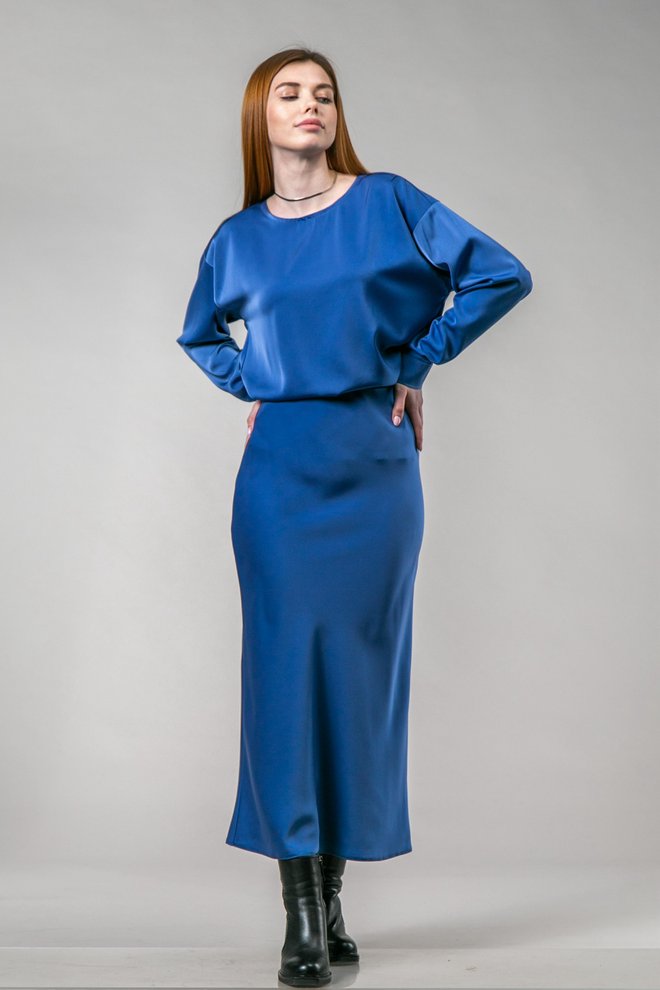 Костюм блуза+юбка (синий)