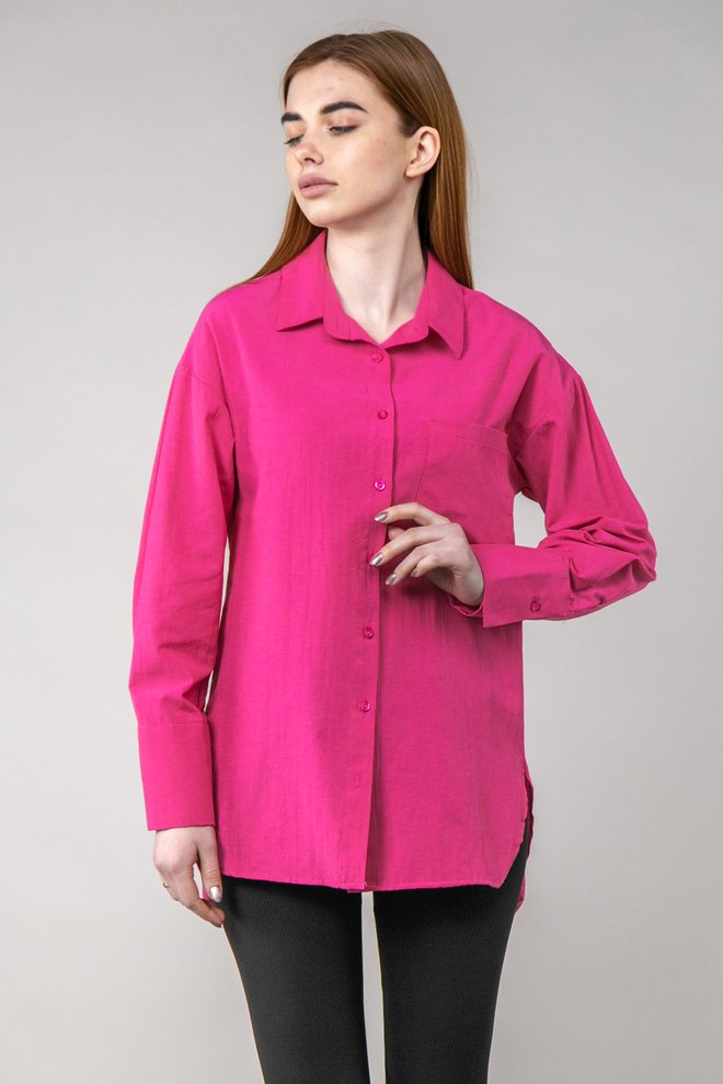 Рубашка оверсайз с удлиненной спиной (малиновый)